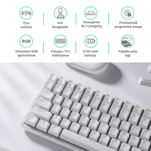 Mechaninė klaviatūra RK84 kaina ir informacija | Žaidimų klaviatūros | GGWP.lt